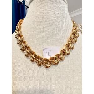 Authentic Vintage Monet Gold Tone Statement Link Necklace 16“